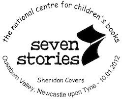 Postmark showing logo of Seven Stories.
