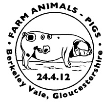 Postmark showing Gloucester Old Spot Pig.