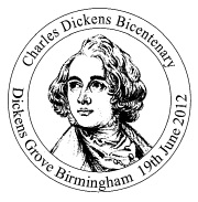 Postmark showing a yonger Dickens.