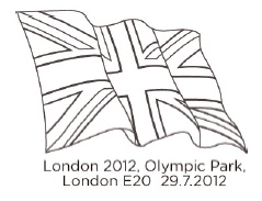 Union Flag Postmark for Olympic Gold Medal Stamps.