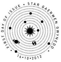 Official first day  postmark planetary system, Star Gaerwen, Gwynedd.