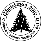 Postmark illustrated with decorated tree.