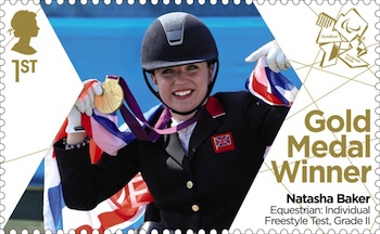 Gold MEdal stamp Natasha Baker Equestrian: Individual Freestyle Test, Grade II.