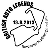 Postmark showing Silverstone racing circuit map.