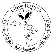 Postmark depicting extra-terrestrial being.