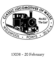 Welshpool, Powys, postmark showing The Earl locomotive.