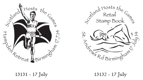 Commonwealth games special postmarks - swimming and athletics.