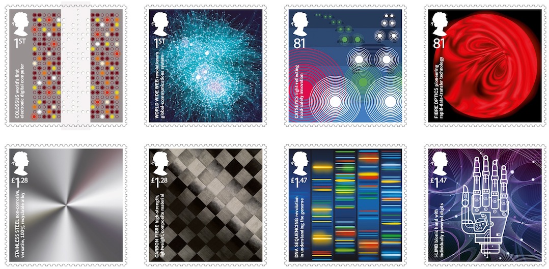 Inventive Britain stamps.