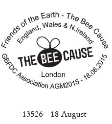 The Bee Cause postmark. 