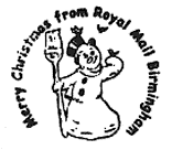 postmark showing a snowman.