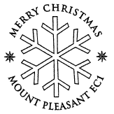 postmark showing snowflakes.