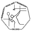 Postmark showing badminton player.